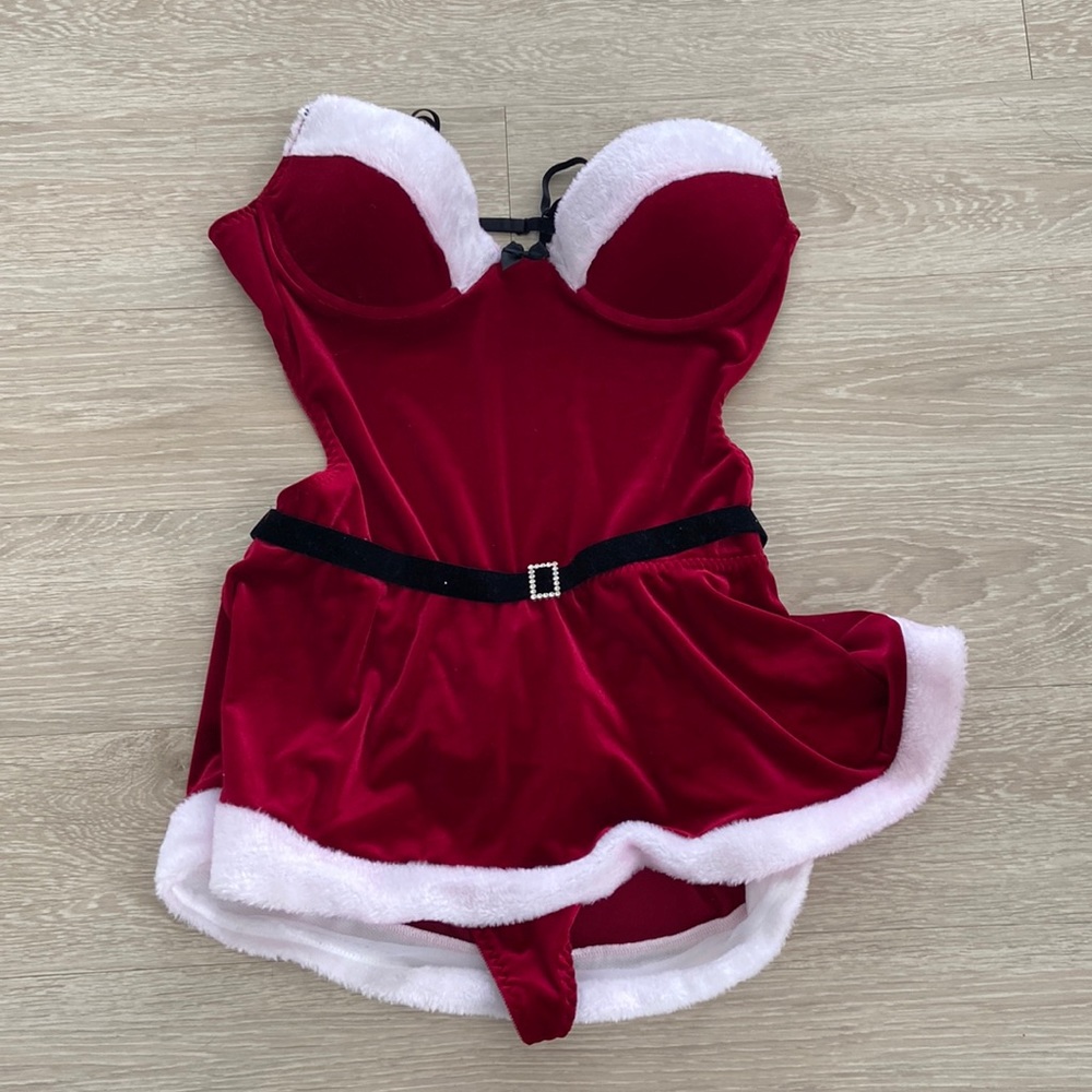 Cinema Etoile Miss claus Christmas Apron Babydoll Faux-Fur Lingerie seductive